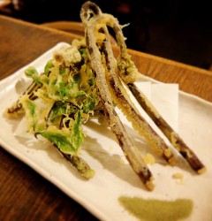 わらびとこしあぶらの天ぷら！