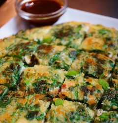 春菊と豚肉のチヂミ